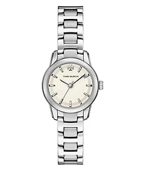 Tory Burch Women's The Miller Round Small Quartz Three-Hand Silver Stainless Steel Watch, 28mm