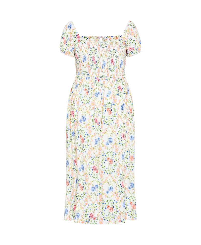 City Chic Women's Abbie Short Sleeve Bouquet Print Maxi Dress