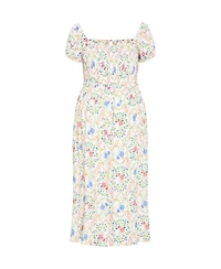 City Chic Women's Abbie Short Sleeve Bouquet Print Maxi Dress