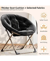 gaomon Oversized Faux Fur Foldable Saucer Chair with Sturdy Metal Frame, Comfy Lounge Chair for Adults