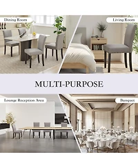 gaomon Set of 6 Linen Upholstered Parsons Dining Chairs with Nailhead Trim, Kitchen and Dining Room Seating