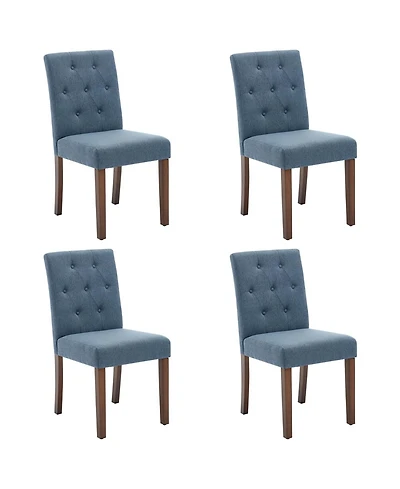 gaomon Set of 4 Button Tufted Parsons Dining Chairs, Upholstered Fabric Side Chairs with Solid Wood Legs