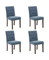gaomon Set of 4 Button Tufted Parsons Dining Chairs, Upholstered Fabric Side Chairs with Solid Wood Legs
