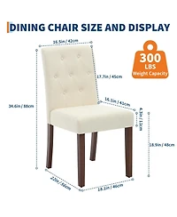 gaomon Set of 6 Button Tufted Parsons Dining Chairs, Upholstered Fabric Side Chairs with Solid Wood Legs