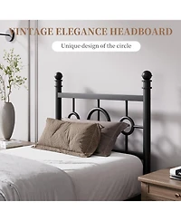 gaomon Metal Bed Frame with Vintage Circular Headboard and Footboard, Heavy-Duty Iron Platform Bed, No Box Spring Needed, Noise-Free Design