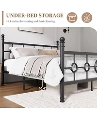gaomon Metal Bed Frame with Vintage Circular Headboard and Footboard, Heavy-Duty Iron Platform Bed, No Box Spring Needed, Noise-Free Design