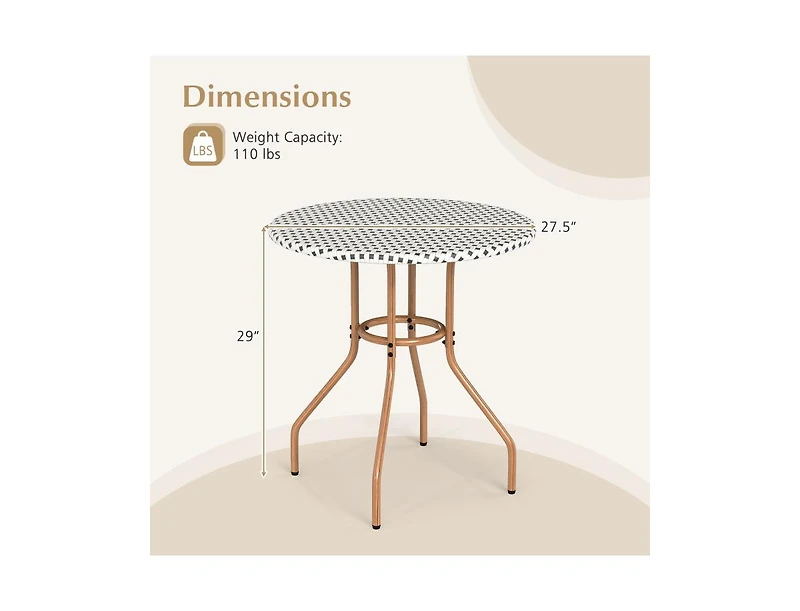 Slickblue 27.5 Inch Outdoor Bistro Table with Metal Frame