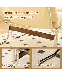 Rainsken Modern Accent Chair, Upholstered Reading Chair with Metal Chrome Frame, Comfy Living Room Chair for Home Office, Bedroom