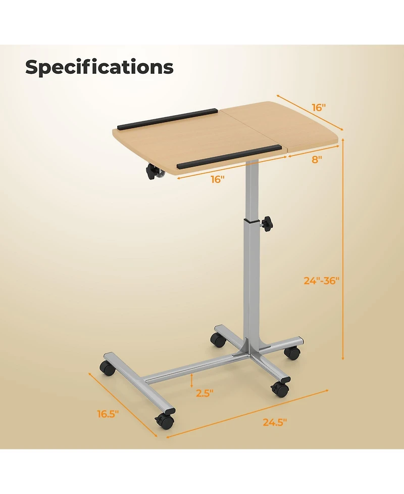 Sugift Adjustable Angle Height Rolling Laptop Table