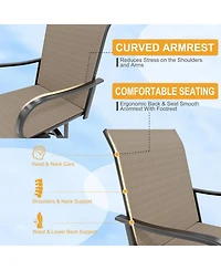 gaomon 4 Pcs Outdoor Swivel Bar Stools Set, All Weather High Back and Armrest Patio Chairs for Deck