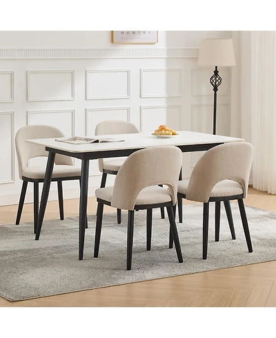 gaomon Modern Fabric Upholstered Wooden Dining Chairs Set with High Back and Deep Seat for Kitchen and Dining Room