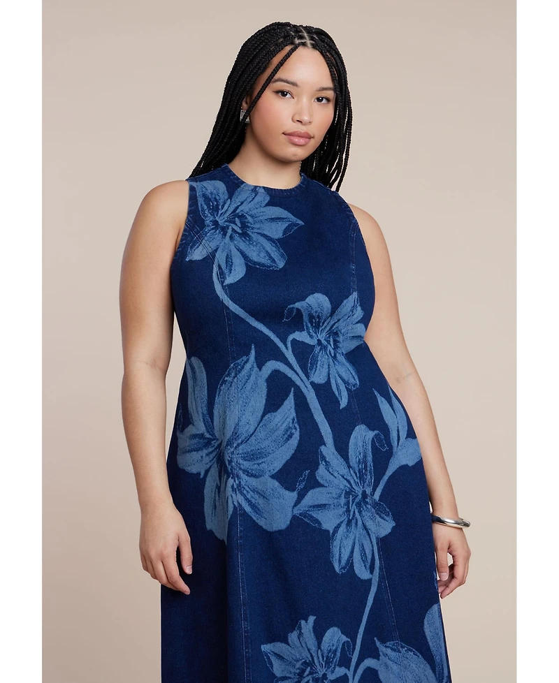 Eloquii Plus Printed Denim Dress