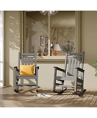 gaomon All-Weather Outdoor Rocker with High Back and Wide Seat, 350 lb Capacity, Stainless Steel Hardware, 80% Pre-Assembled