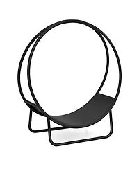 Sugift Firewood Log Hoop 20 Inch Round Heavy-duty Metal Curved Log Rack with Stand