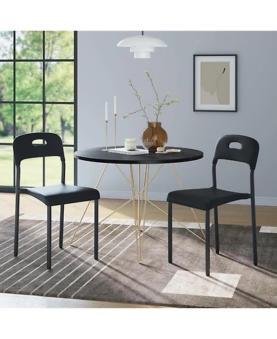 gaomon Set of 2 Stackable Modern Plastic Dining Chairs with Metal Legs, Waterproof and Stain-Resistant