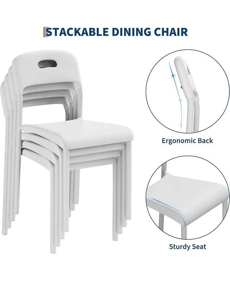 gaomon Set of 2 Stackable Modern Plastic Dining Chairs with Metal Legs, Waterproof and Stain-Resistant