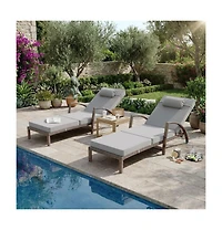 gaomon Set of 2 Outdoor Wicker Chaise Lounge Chairs with Cushions, Wheels, 5-Position Adjustable, Patio Poolside or Beach Use
