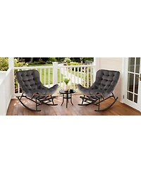 gaomon 2-Pack Papasan Rocking Chair with Footrest, Oversized Rattan Chair with Removable Cushion and Metal Frame, For Patio and Indoor