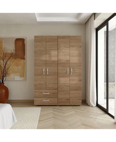 Depot E-shop Rye Armoire, 4 Doors, 2 Drawers, 3 Shelves