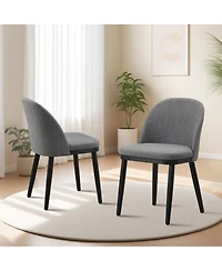 gaomon Set of 2 Modern Fabric Upholstered Dining Chairs with Curved Back and Wood Legs