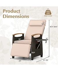 Sugift Patio Wicker Recliner Chair with Adjustable Backrest and Footrest