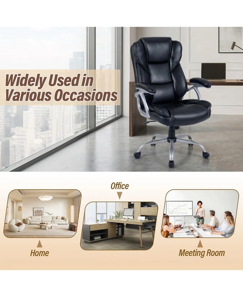 Sugift Executive Office Chair with Padded Seat and Armrests