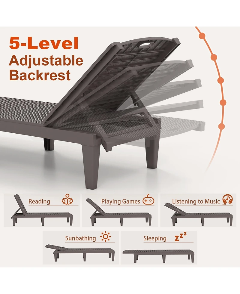 Sugift Outdoor Chaise Lounge Chairs Set of Two with Adjustable Backrests