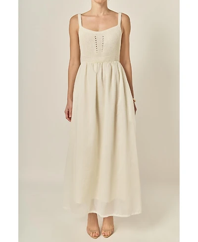 English Factory Women's Mixed Media Sleeveless Midi Dress