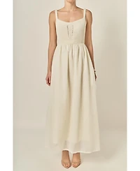 English Factory Women's Mixed Media Sleeveless Midi Dress