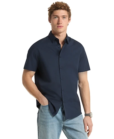 Michael Kors Men's Solid Stretch Button-Front Shirt