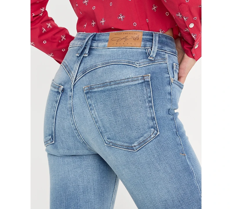 Good American Women's Mid-Rise Straight-Leg Jeans