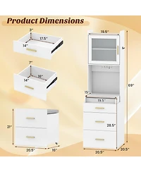 Sugift Makeup Vanity with Power Outlets and Flip-top Mirror and Storage Stool