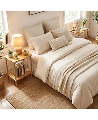 Sugift Side Table Set of 2 ,2-Tier Bamboo End Table with Storage Shelves Rectangular Tea Sofa Table