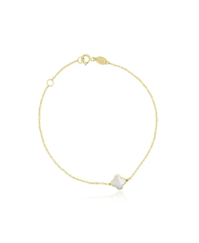 The Lovery Mini Mother of Pearl Single Clover Bracelet 14K Gold