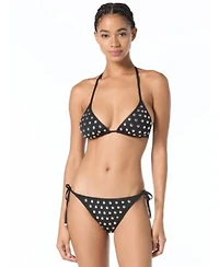 Michael Kors Womens Tie Back V Neck Bikini Top Pull On Tie Side Bikini Bottom