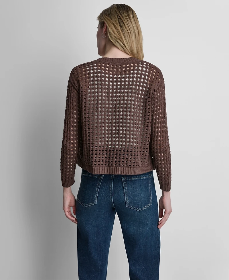 Dkny Jeans Women's Open-Stitch Drop-Shoulder Cardigan Sweater