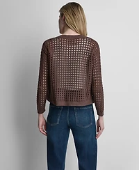 Dkny Jeans Women's Open-Stitch Drop-Shoulder Cardigan Sweater