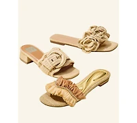 Jessica Simpson Women's Danive Raffia Fringe Flat Slide Sandals