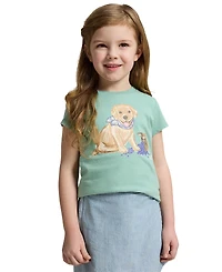 Polo Ralph Lauren Girls' 2-6X Dog-Print Crewneck Jersey T-Shirt
