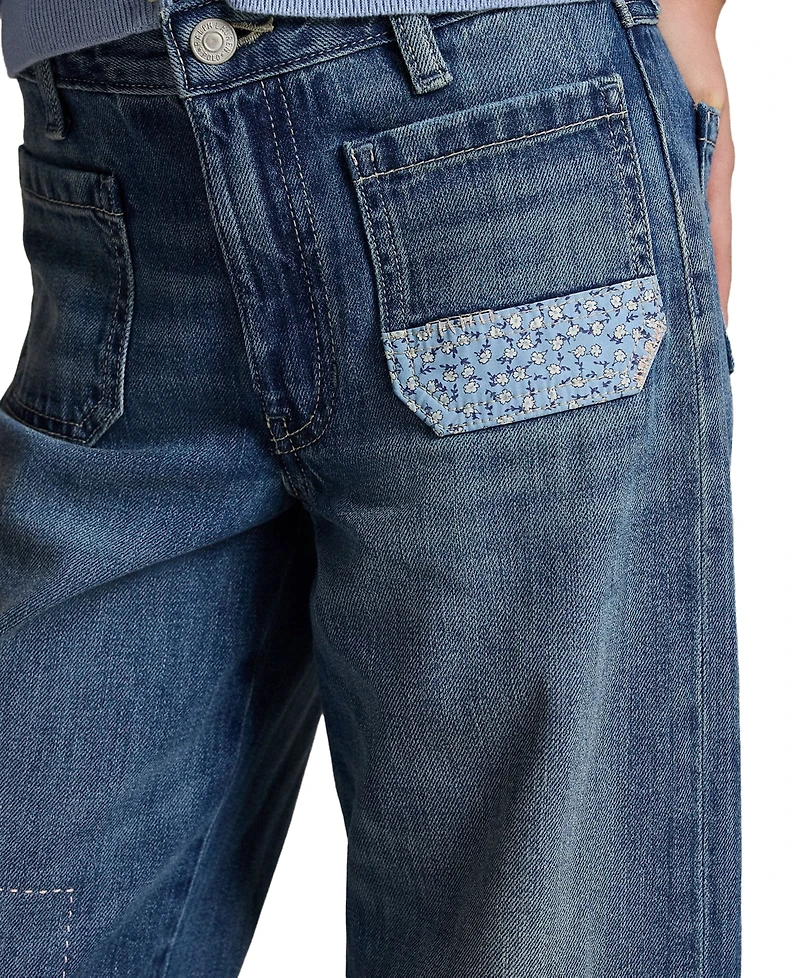 Polo Ralph Lauren Girls' 7-16 Distressed Wide-Leg Denim Jeans