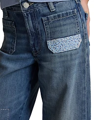 Polo Ralph Lauren Girls' 7-16 Distressed Wide-Leg Denim Jeans