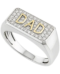 Macy's Men's Diamond (1/5 ct. t.w.) Dad Band Ring in 14k Gold Plated Sterling Silver