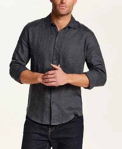 Vintage & Black Men's Long-Sleeve Linen Shirt
