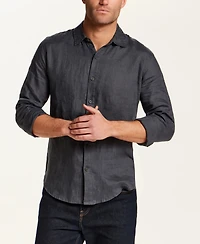 Vintage & Black Men's Long-Sleeve Linen Shirt
