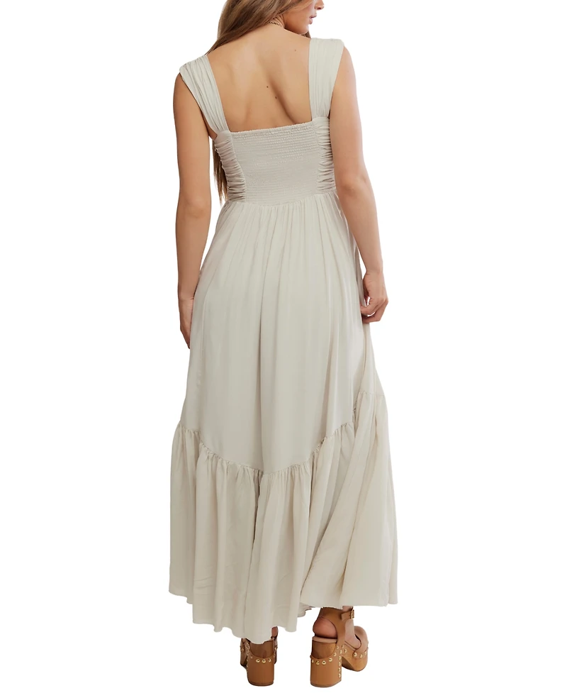 Free People Women's Sasha Sweetheart Viscose Maxi Solid Dress
