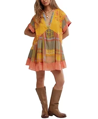 Free People Women's Agnes Printed V-Neck Cotton Oversized Dress