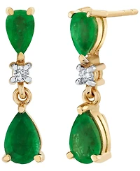 Macy's Emerald (1-1/4 ct. t.w.) and Diamond Accent Drop Earrings in 10k Yellow Gold