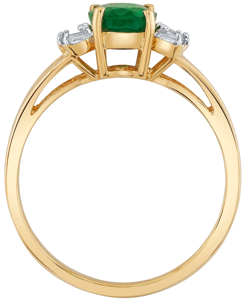 Macy's Emerald (1-1/3 ct. t.w.) & Diamond (1/8 ct. t.w.) Ring in 14k Yellow Gold