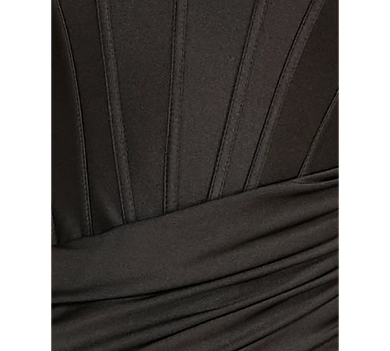 Alex & Sophia Women's Square Neck Corset Midi Dress