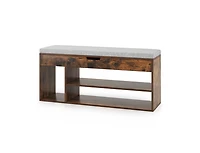 Slickblue Storage Shoe Bench with Padded Seat and 3 Open Shelves